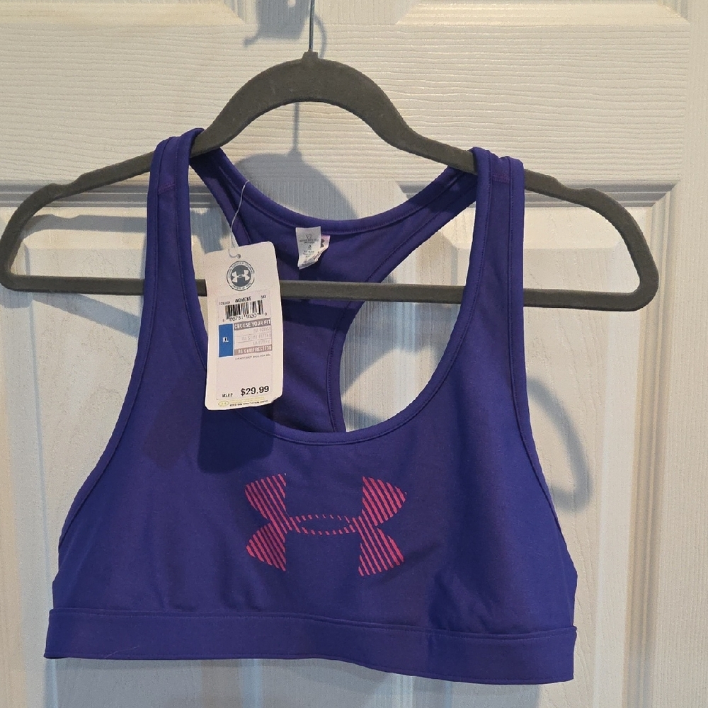 Under Armour Purple Mid Impact Sports Bra Sz XL
